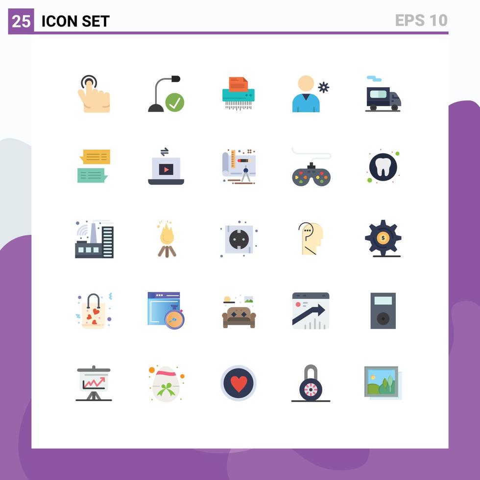 Pack of 25 creative Flat Colors of user controls shredder paper information Editable Vector Design Elements