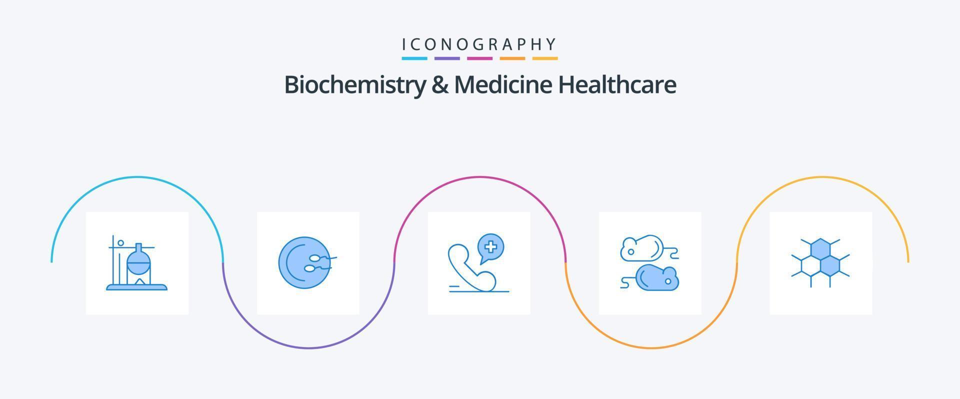 bioquímica y medicina salud azul 5 paquete de iconos que incluye estructura. prueba de cierre. móvil. prueba. clausura vector