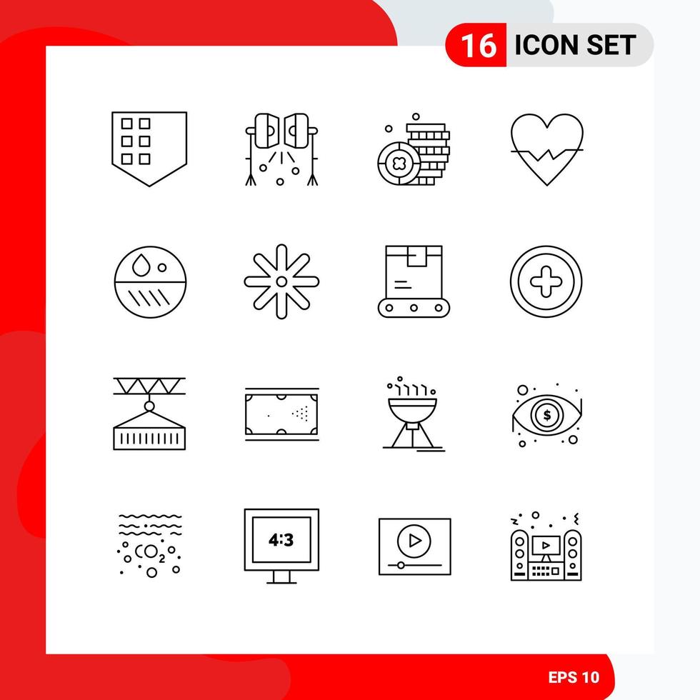 Set of 16 Commercial Outlines pack for dry dermatologist coin skin love Editable Vector Design Elements