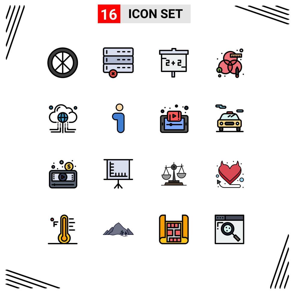 Stock Vector Icon Pack of 16 Line Signs and Symbols for data cloud blackboard design process Editable Creative Vector Design Elements