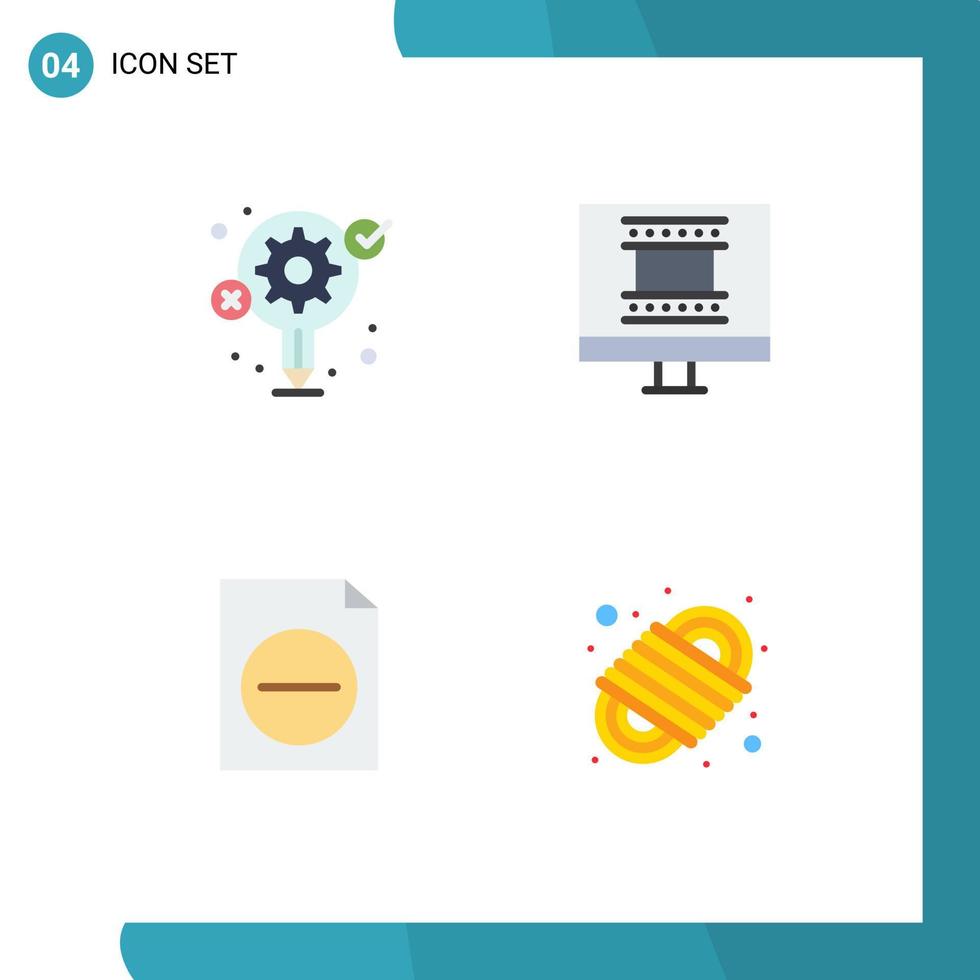 4 Creative Icons Modern Signs and Symbols of idea file process photo frame design knot Editable Vector Design Elements