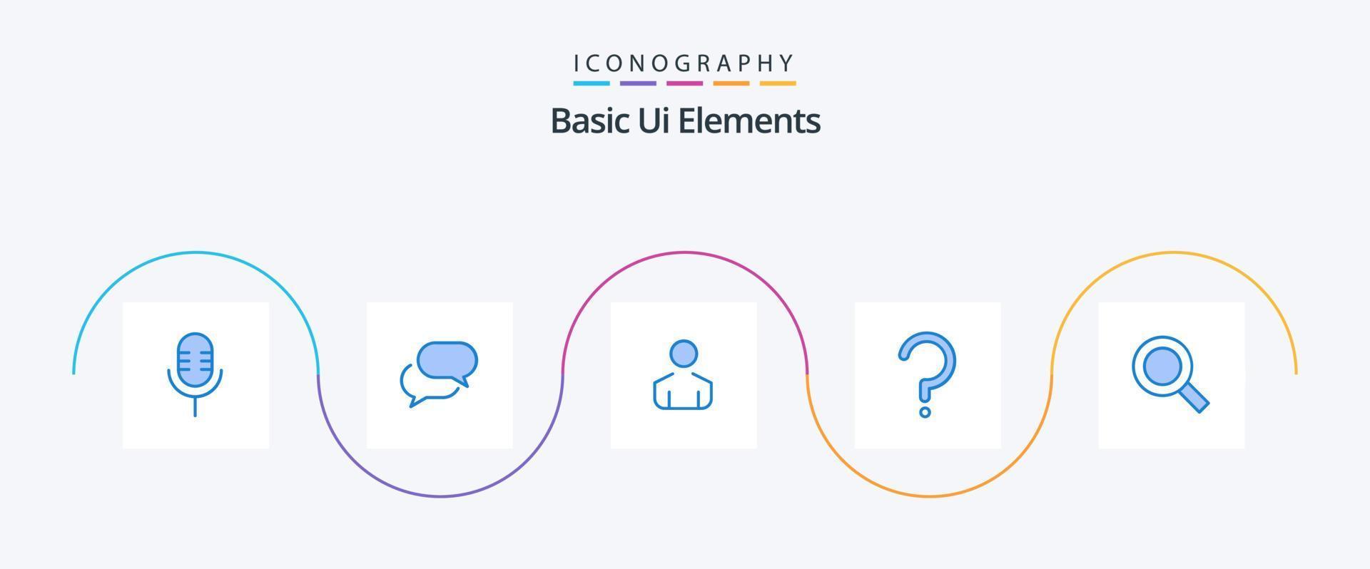 Basic Ui Elements Blue 5 Icon Pack Including zoom. magnifier. male. mark. question vector