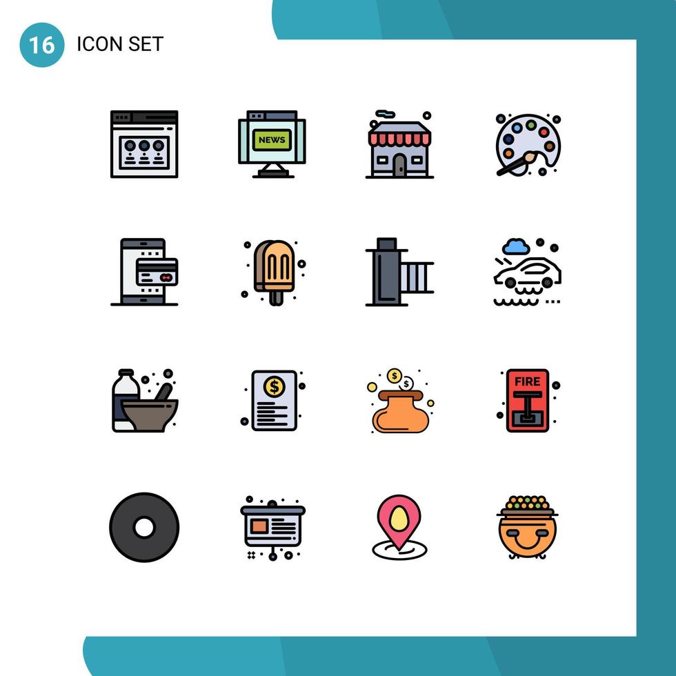 16 Creative Icons Modern Signs and Symbols of mobile learning building streamline painting Editable Creative Vector Design Elements