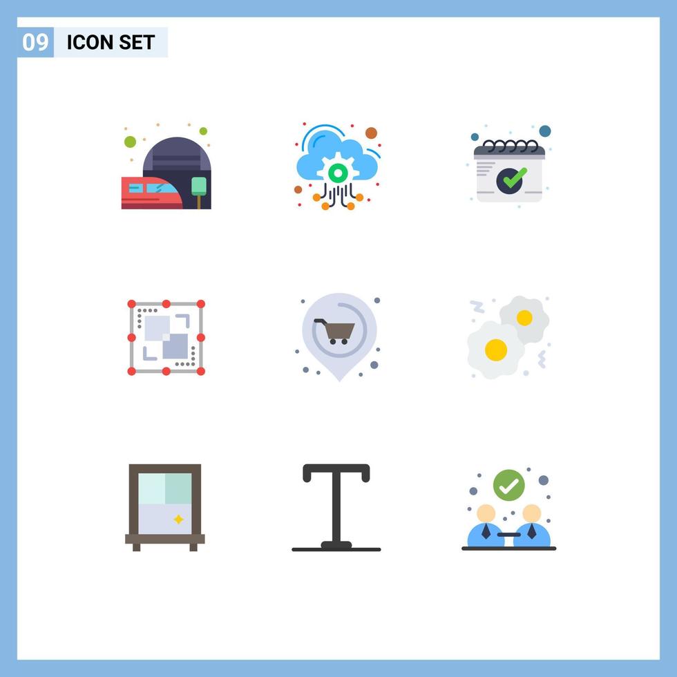 9 Universal Flat Colors Set for Web and Mobile Applications real location calendar point drawing Editable Vector Design Elements