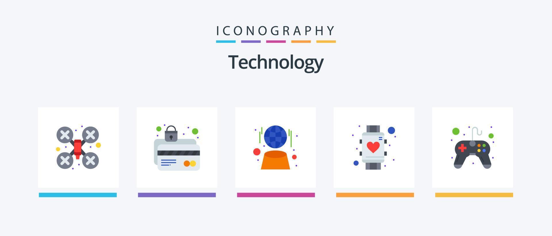 paquete de iconos de 5 planos de tecnología que incluye reloj. inteligente. proteccion. amar. la red. diseño de iconos creativos vector