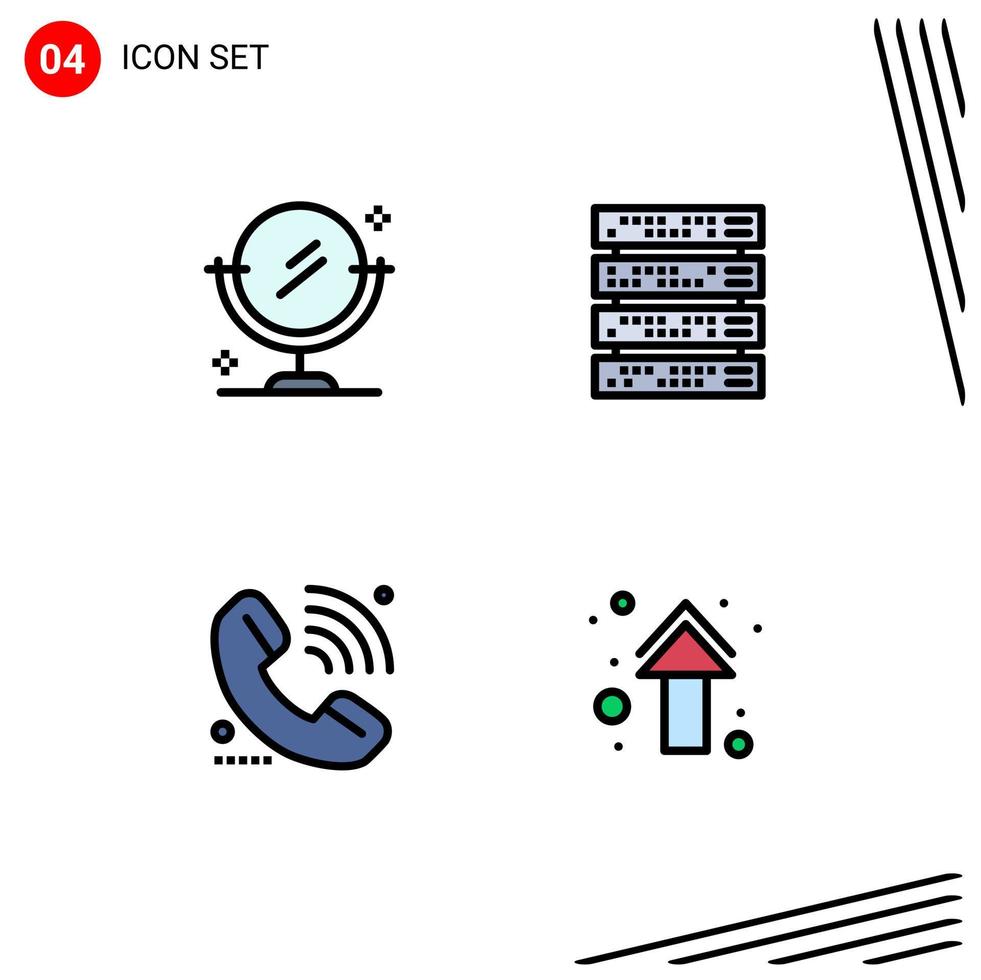 Set of 4 Commercial Filledline Flat Colors pack for mirror elearning computer server online Editable Vector Design Elements