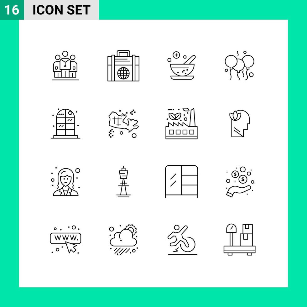 Stock Vector Icon Pack of 16 Line Signs and Symbols for cabinet home healthcare india day Editable Vector Design Elements