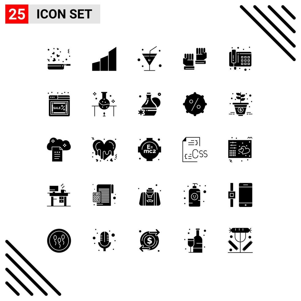 25 iconos creativos signos y símbolos modernos de comunicación telefónica bloques de oficina guantes deportivos elementos de diseño vectorial editables vector