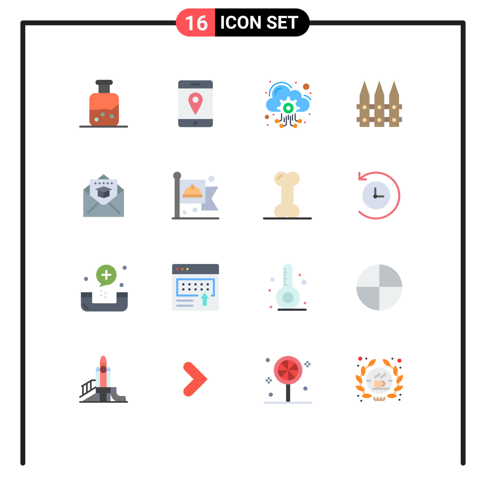 Set Of 16 Vector Flat Colors On Grid For Graduation Cap Hosting Spring set-of-16-vector-flat-colors-on-grid-for-graduation-cap-hosting-spring