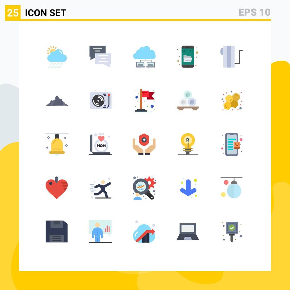 Universal Icon Symbols Group of 25 Modern Flat Colors of electric search network research drive search Editable Vector Design Elements