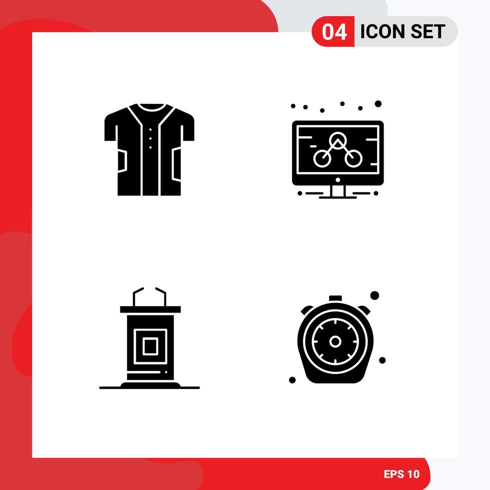 Stock Vector Icon Pack of 4 Line Signs and Symbols for cloth conference electronic management professor Editable Vector Design Elements