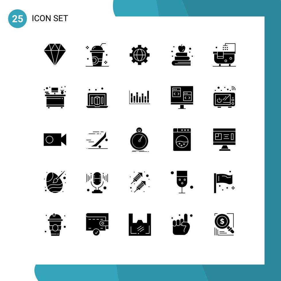 Stock Vector Icon Pack of 25 Line Signs and Symbols for shower bathroom gear bath book Editable Vector Design Elements