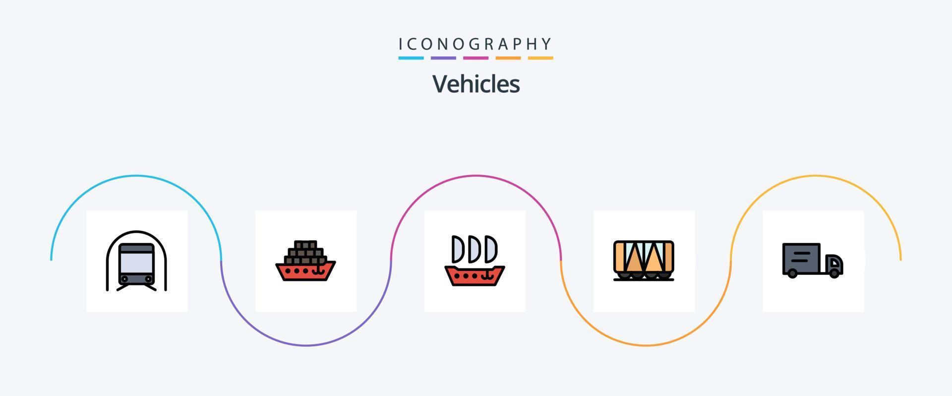 Vehicles Line Filled Flat 5 Icon Pack Including . vehicles. argosy. truck. vehicle vector