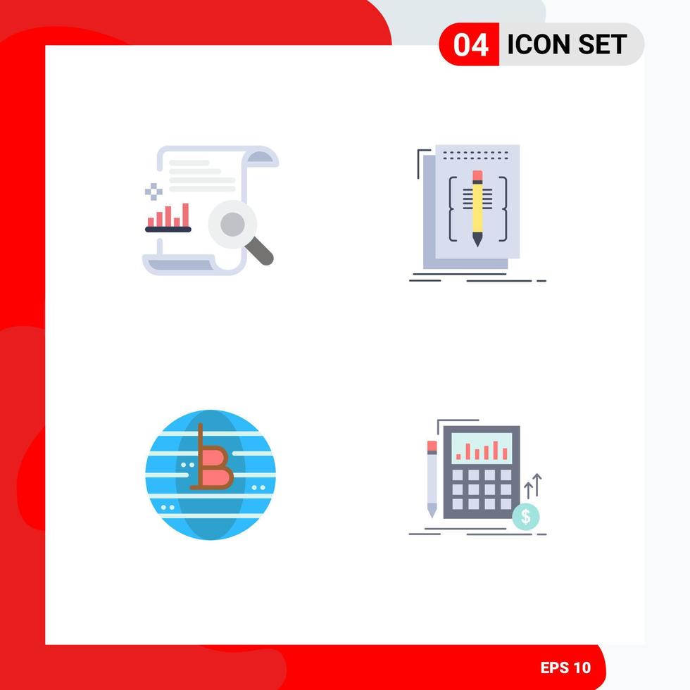 Stock Vector Icon Pack of 4 Line Signs and Symbols for chart program search edit blockchain Editable Vector Design Elements