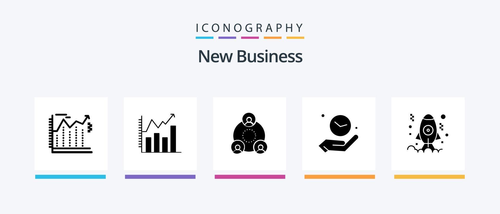 New Business Glyph 5 Icon Pack Including hand . analytics . people. employee. Creative Icons Design vector