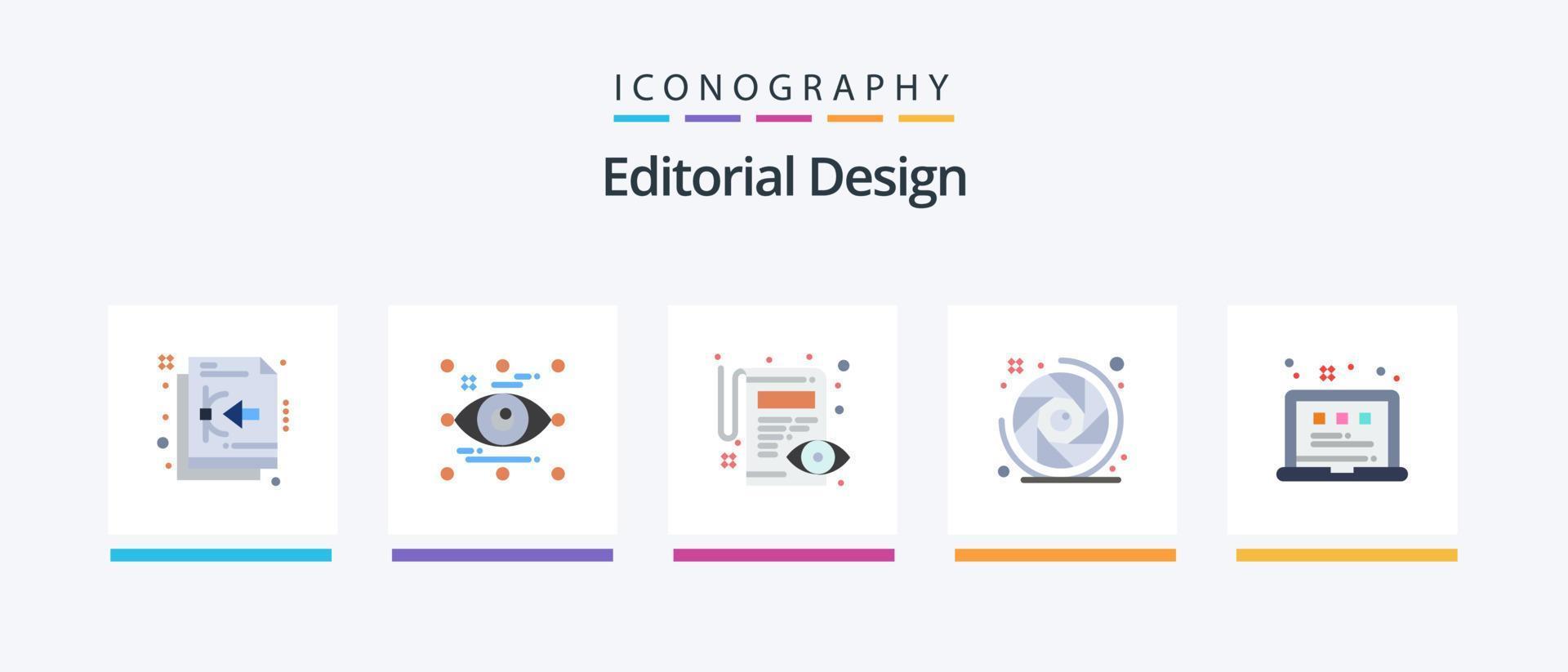 Editorial Design Flat 5 Icon Pack Including grid. camera shutter. view. camera lens. view. Creative Icons Design vector
