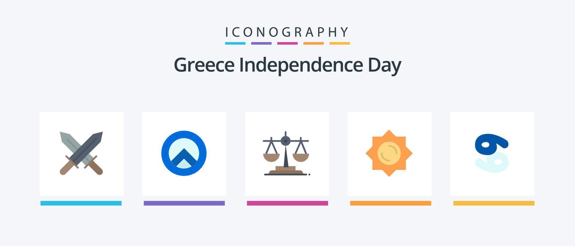 Greece Independence Day Flat 5 Icon Pack Including . greece. law. zodiac . astrology. Creative Icons Design vector