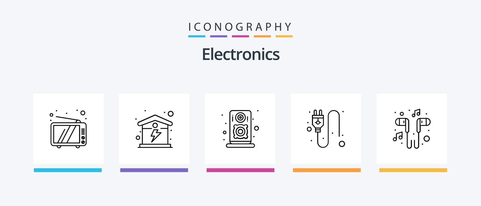 Electronics Line 5 Icon Pack Including . tablet. loudspeaker. draw. process. Creative Icons Design vector