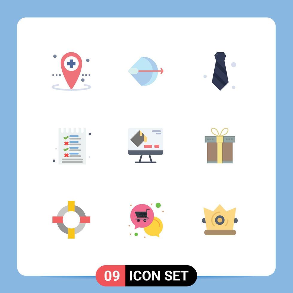 Universal Icon Symbols Group of 9 Modern Flat Colors of color menu shoot list tie Editable Vector Design Elements