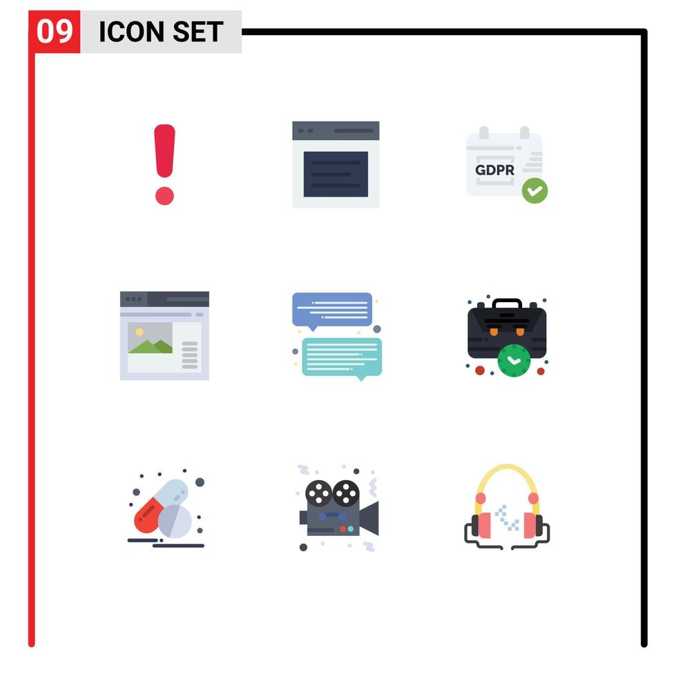 9 Creative Icons Modern Signs and Symbols of chat website user web internet Editable Vector Design Elements