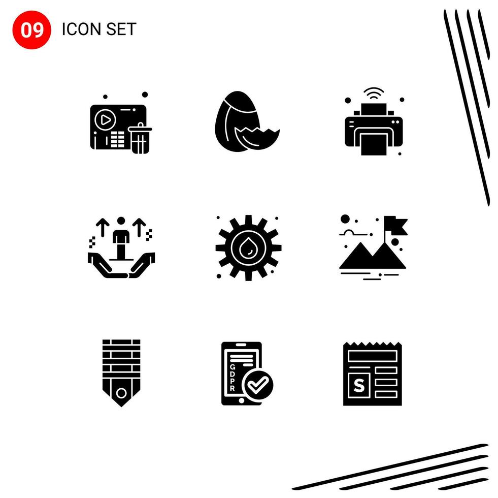 9 Solid Glyph concept for Websites Mobile and Apps energy support internet man user Editable Vector Design Elements