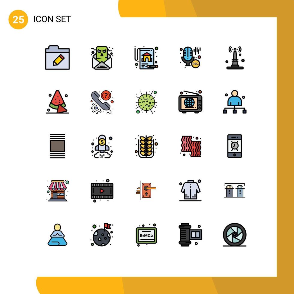 User Interface Pack of 25 Basic Filled line Flat Colors of things iot property internet professional Editable Vector Design Elements