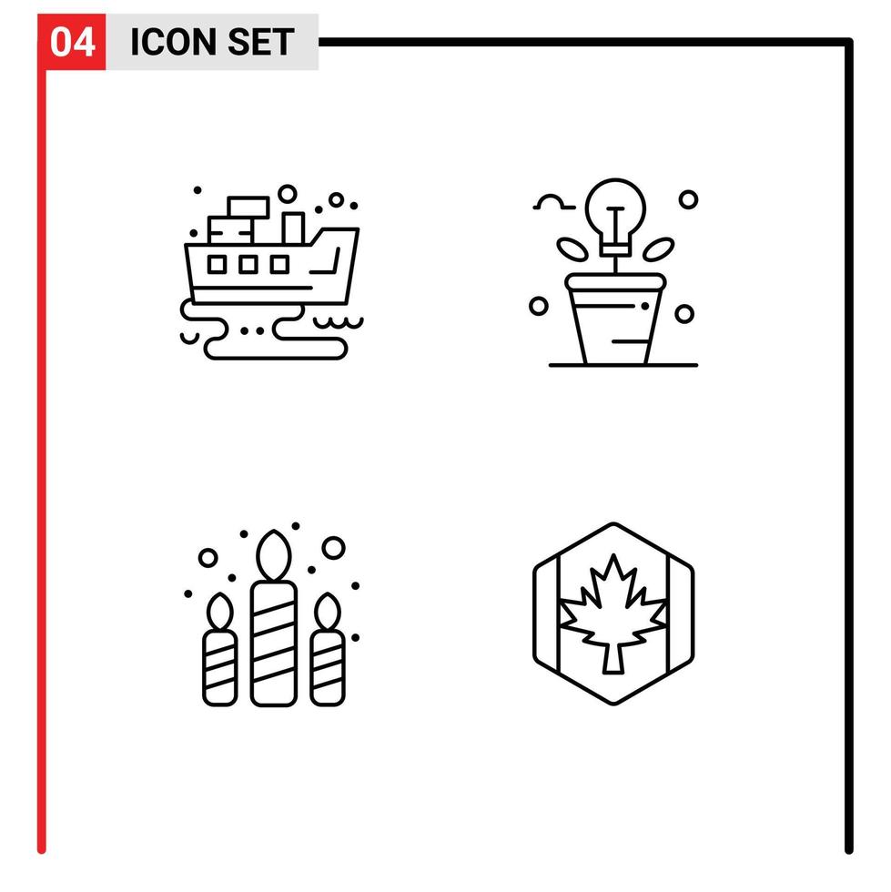 User Interface Pack of 4 Basic Filledline Flat Colors of leaked candle waste idea light Editable Vector Design Elements