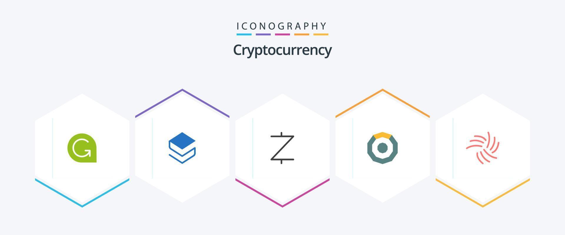 Cryptocurrency 25 Flat icon pack including coin. crypto currency. z cash. crypto. komodo vector