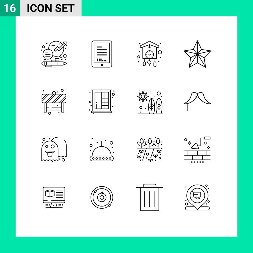 Set of 16 Modern UI Icons Symbols Signs for star festival cell christmas cuckoo Editable Vector Design Elements