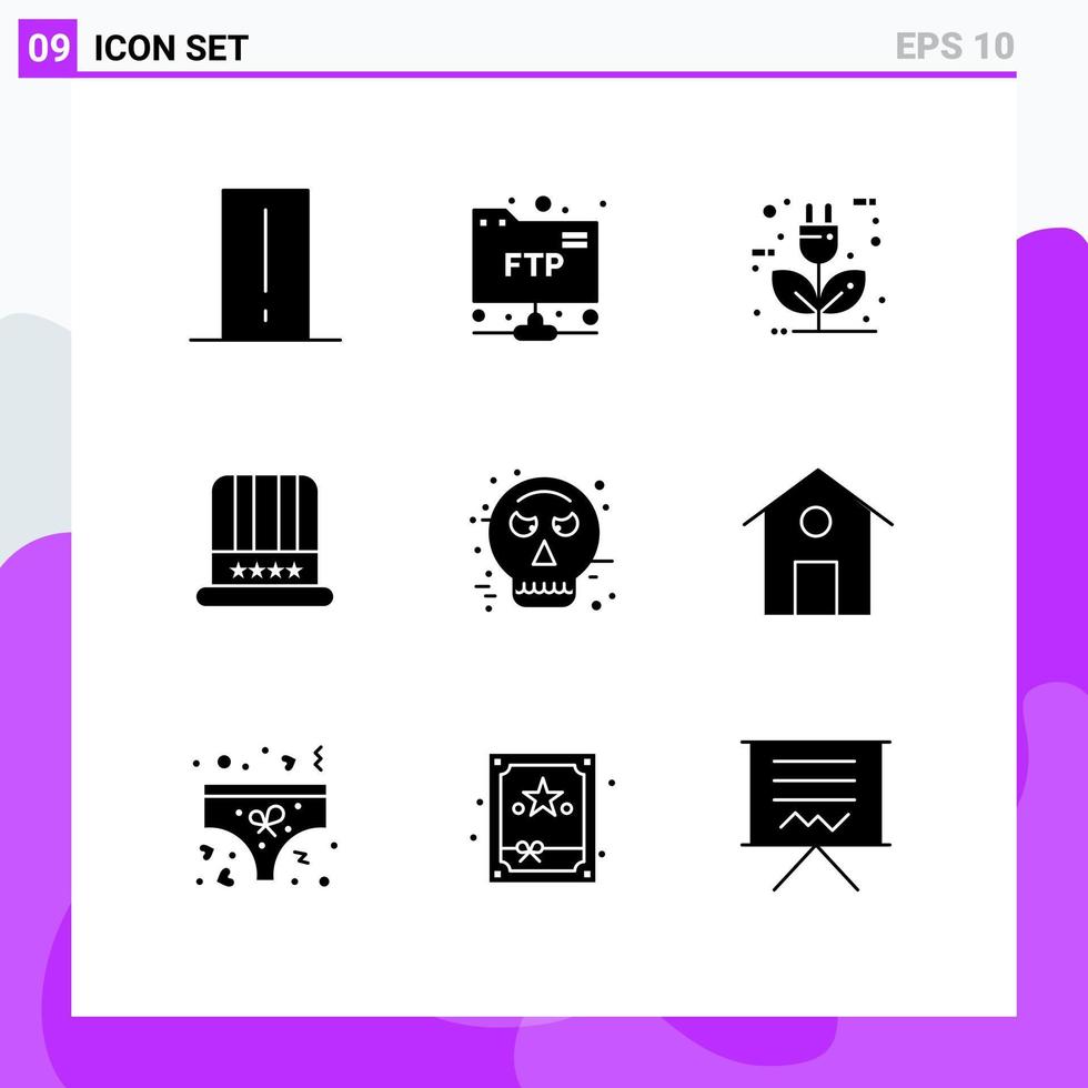 9 Universal Solid Glyphs Set for Web and Mobile Applications avatar american auto cap energy Editable Vector Design Elements