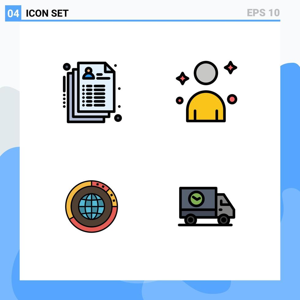 4 Creative Icons Modern Signs and Symbols of care global record person resources Editable Vector Design Elements