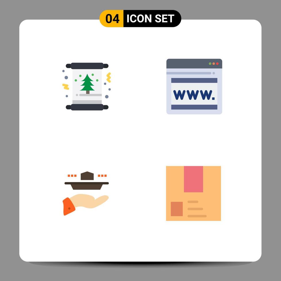 4 Creative Icons Modern Signs and Symbols of card resturant tree web lunch Editable Vector Design Elements