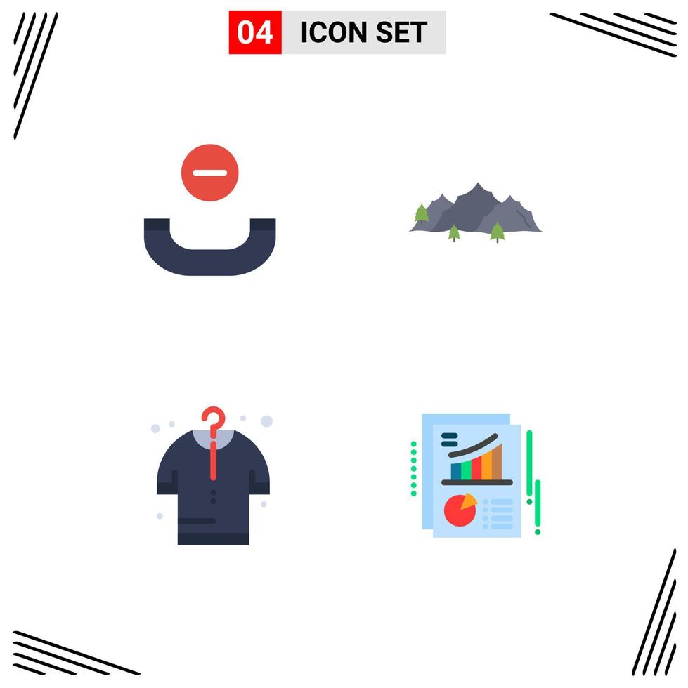 4 Creative Icons Modern Signs and Symbols of call cloth mountain nature chart Editable Vector Design Elements
