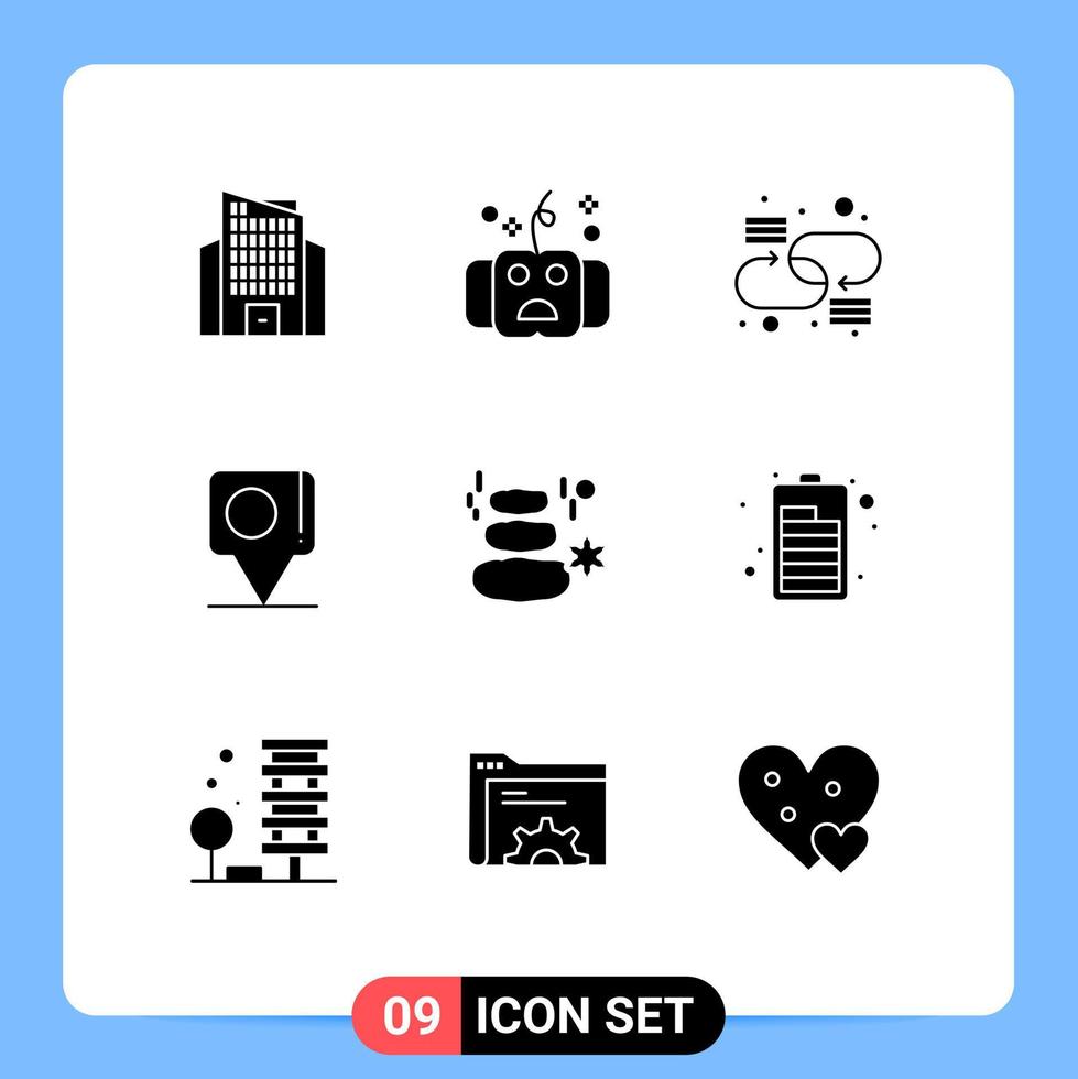 Pack of 9 Modern Solid Glyphs Signs and Symbols for Web Print Media such as rock bangla chain flag bangladesh Editable Vector Design Elements