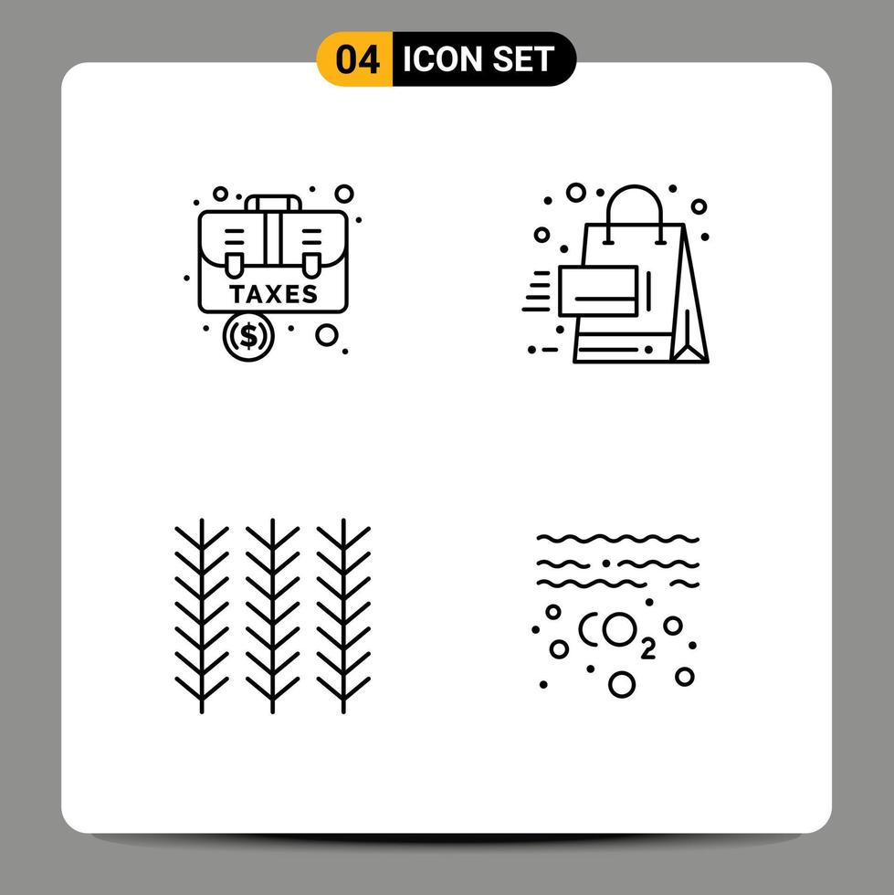 4 colores planos de línea de relleno de vector temático y símbolos editables de elementos de diseño de vector editable de planta de promoción de maletín de cereales de contabilidad