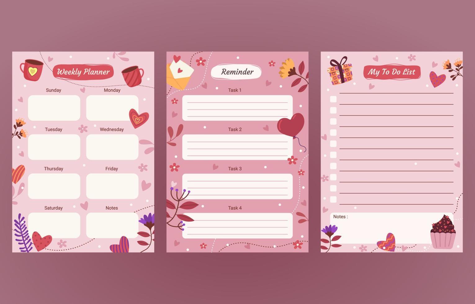 Valentine Journal Templates vector