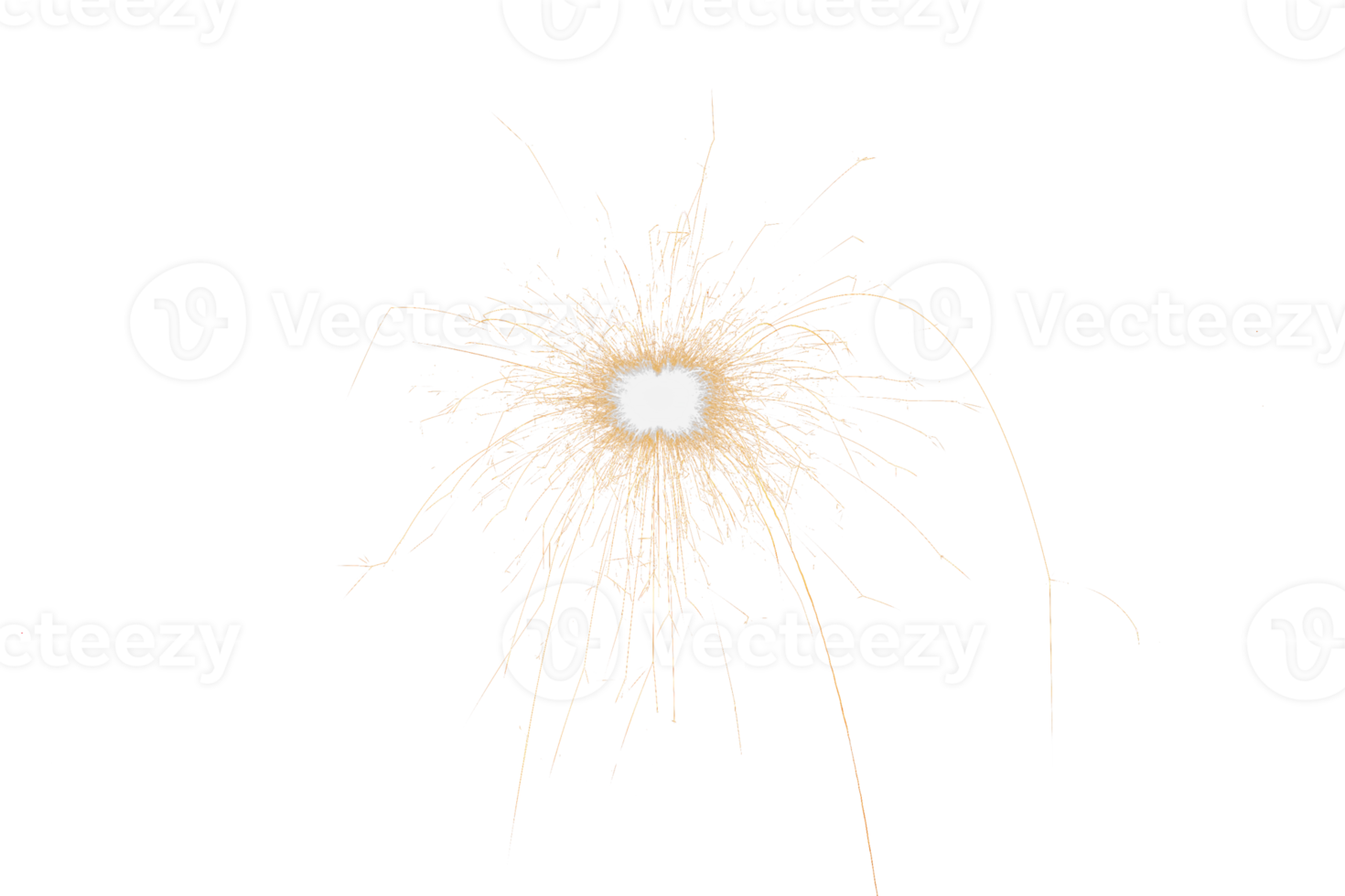Burning sparkler isolated on transparent background. Fireworks theme. Light effect and texture. Christmas and new year decoration. PNG image.