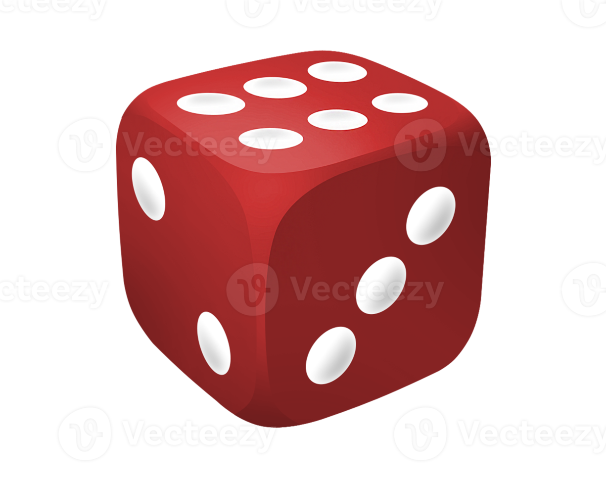 rote Würfel mit transparentem Hintergrund. Glücksspiel und Glücksspiel. png