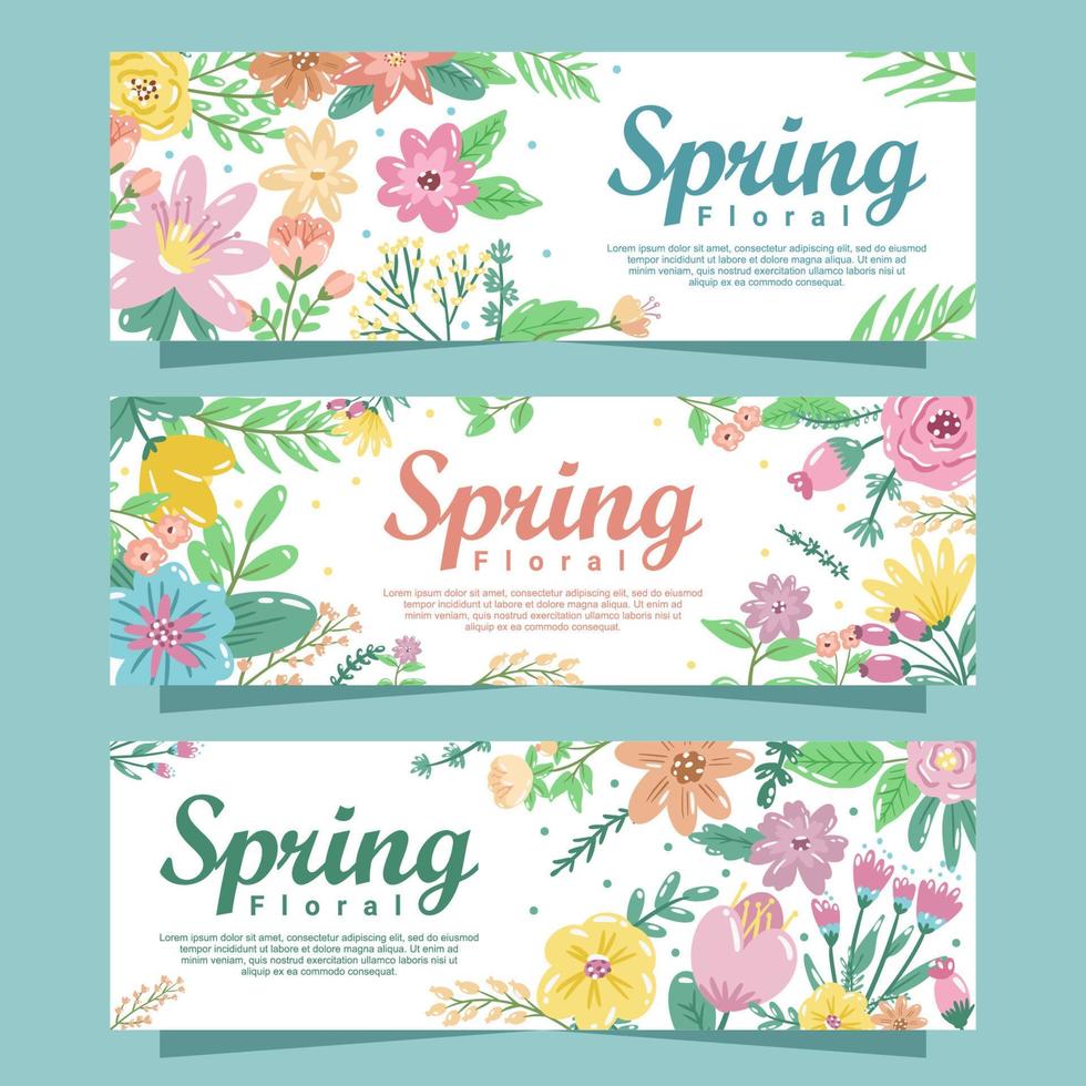 colección de banner floral de primavera vector