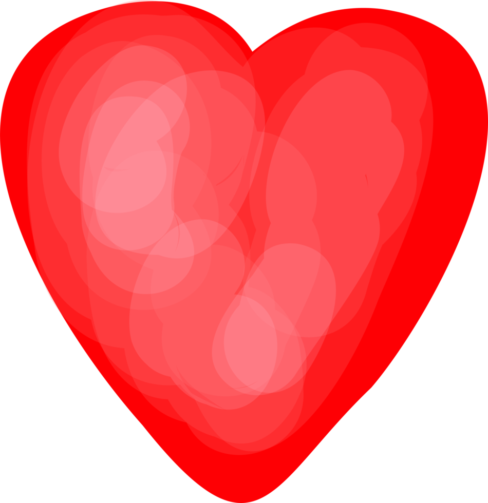hand-drawn red heart.Isolated illustration for valentine's day png