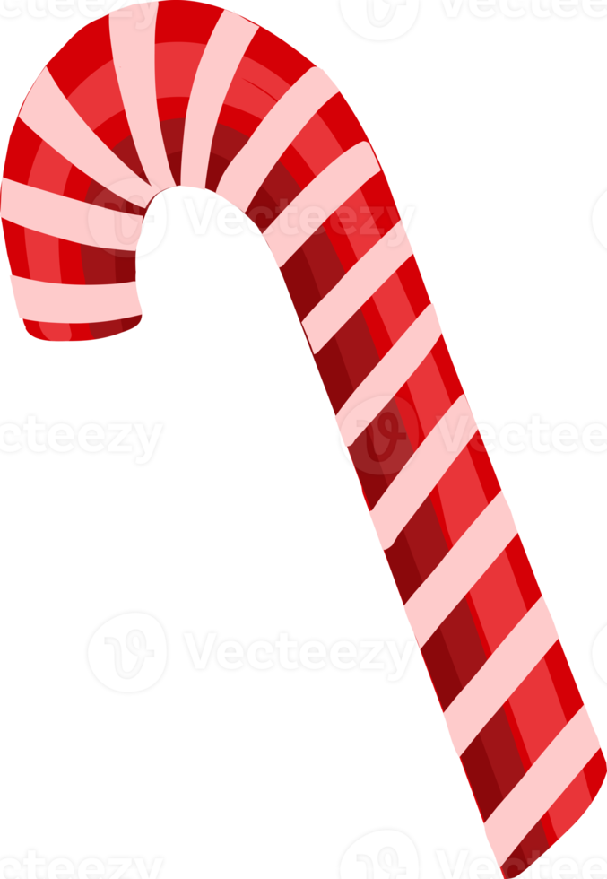 Christmas candy cane. Christmas stick. Traditional xmas candy with red and white stripes. Santa caramel cane with striped pattern. png