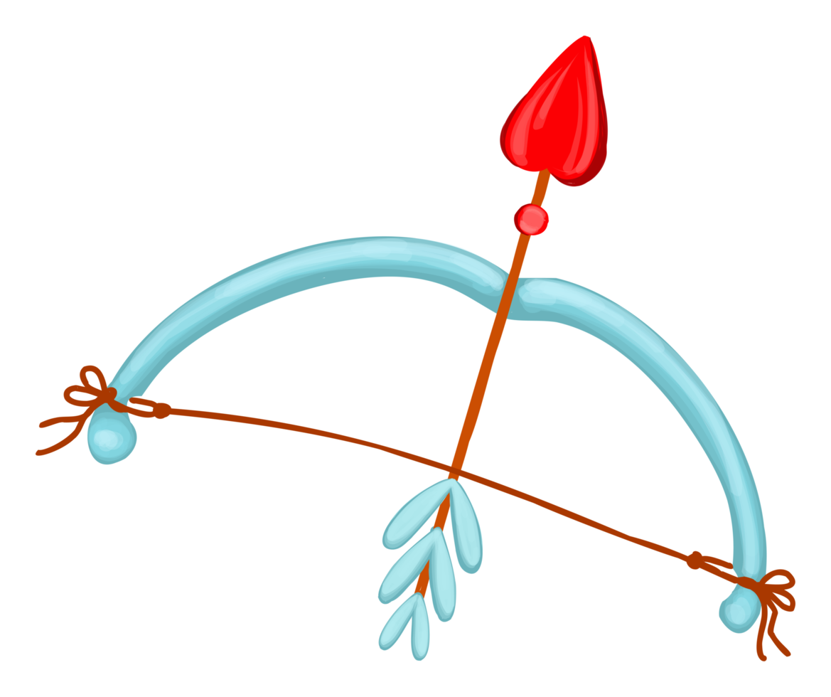 flèche d'ange de Cupidon. Cupidon tire dans le cœur. assistant de la saint-valentin décor de la saint-valentin. arc et flèche mignons png