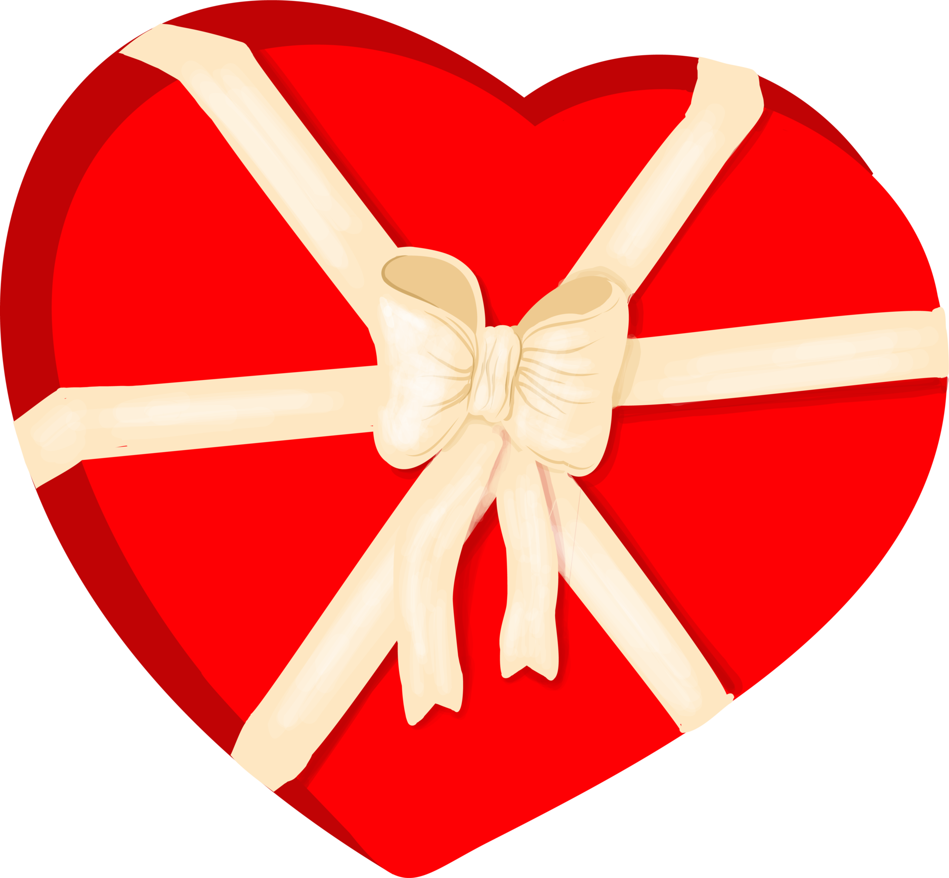 HEARTSHAPED CANDY BOX. RED HEART BOX WITH A BOW.Isolated illustration