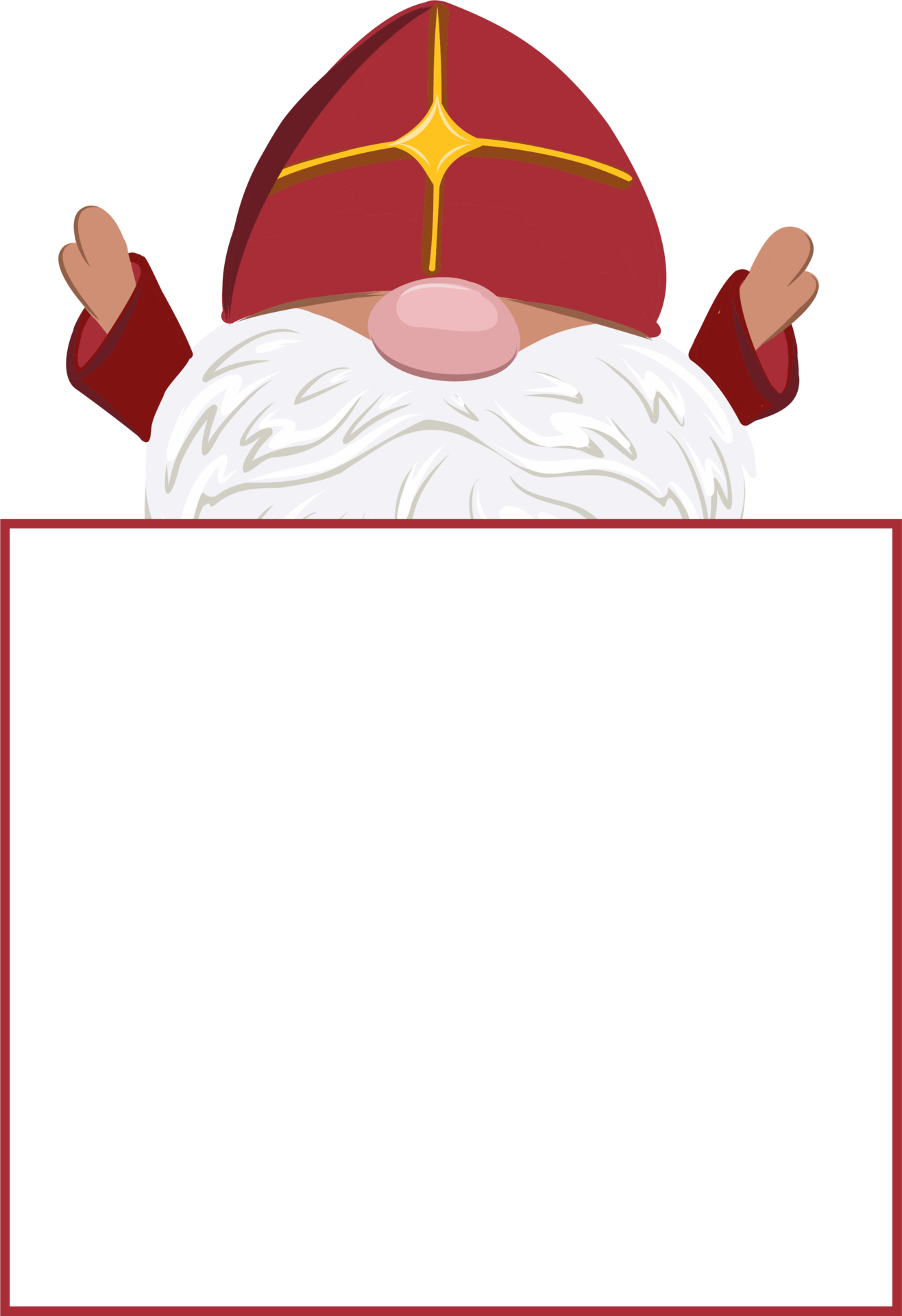 Saint Nicholas the dwarf. Saint Nicholas Day character. Hands up 