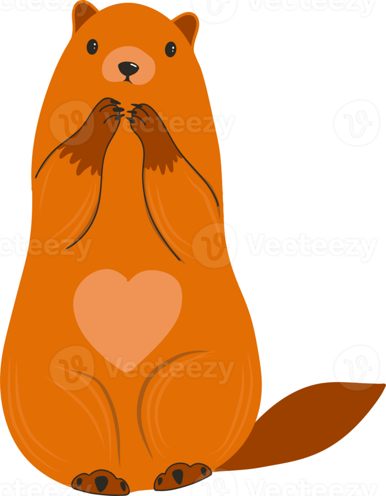 Groundhog Day. Groundhog character. Beaver or gopher.Flat cartoon style.Weather forecaster. png