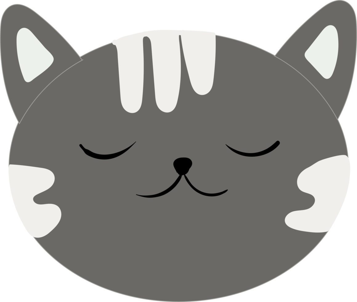 cat's head. Gray striped cat character. png