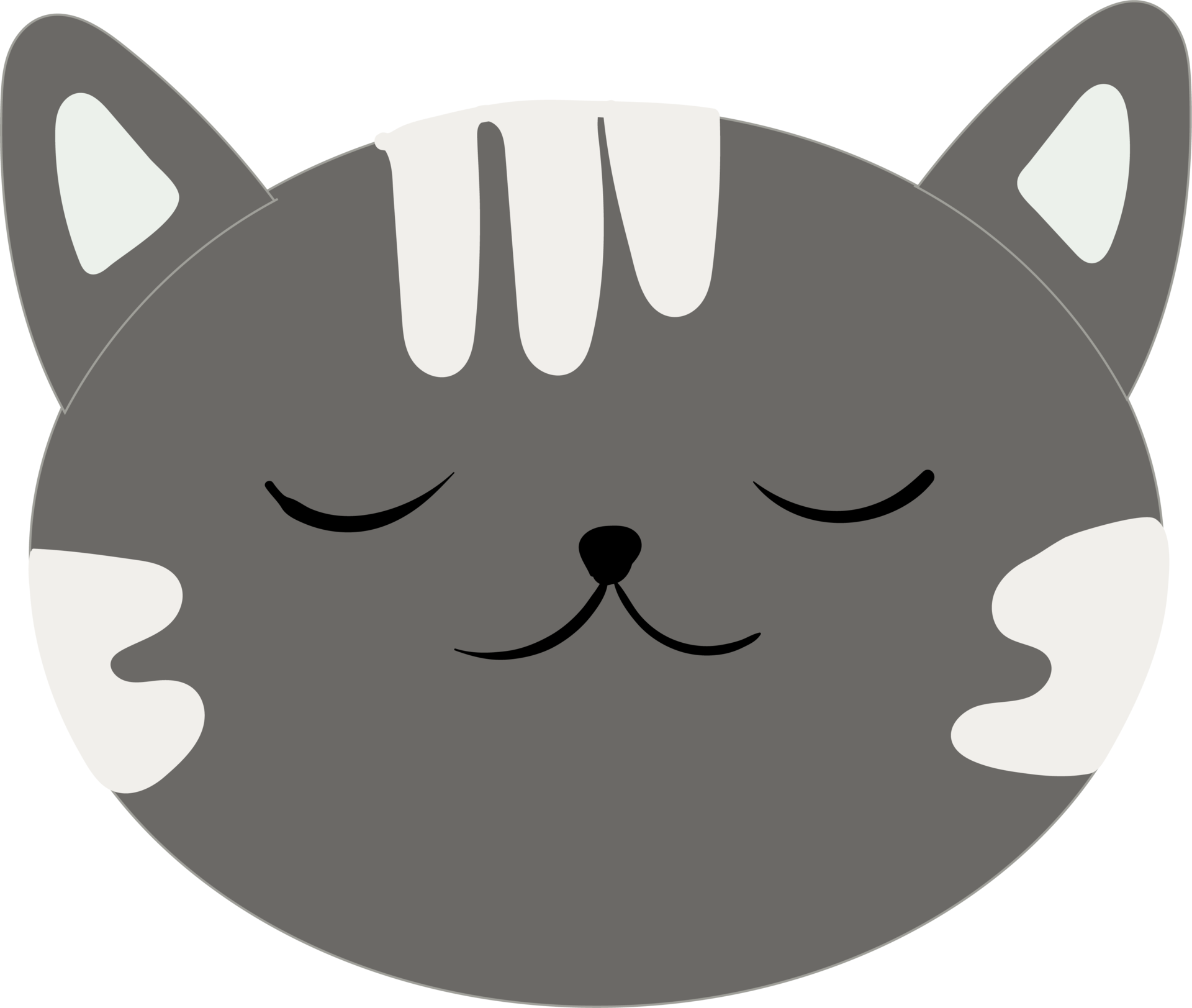 cat's head. Gray striped cat character. 16637425 PNG