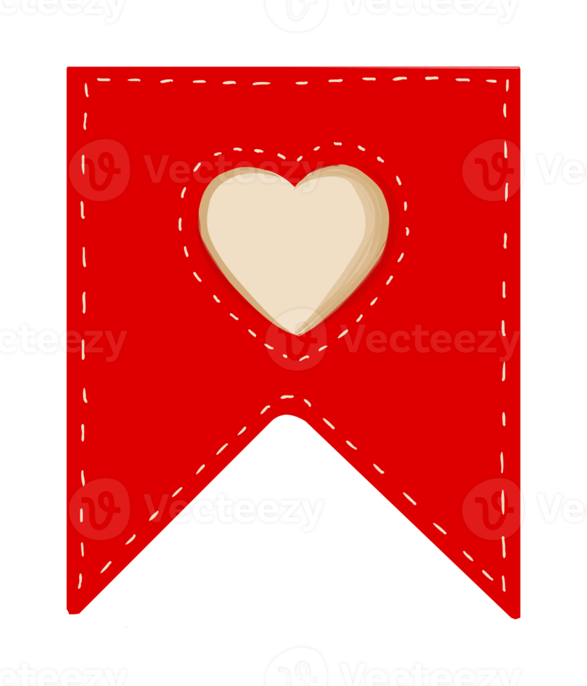 valentine's day flag. Red festive flag with a heart. Cute heart on a red background. garland for the event png
