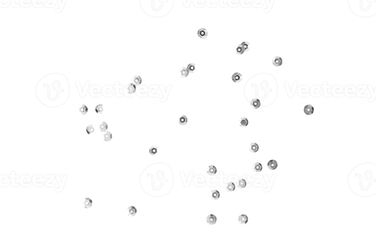 Konfetti mit silbernen Punkten, Ausschnitt für silberne funkelnde Dekoration, png-Datei png