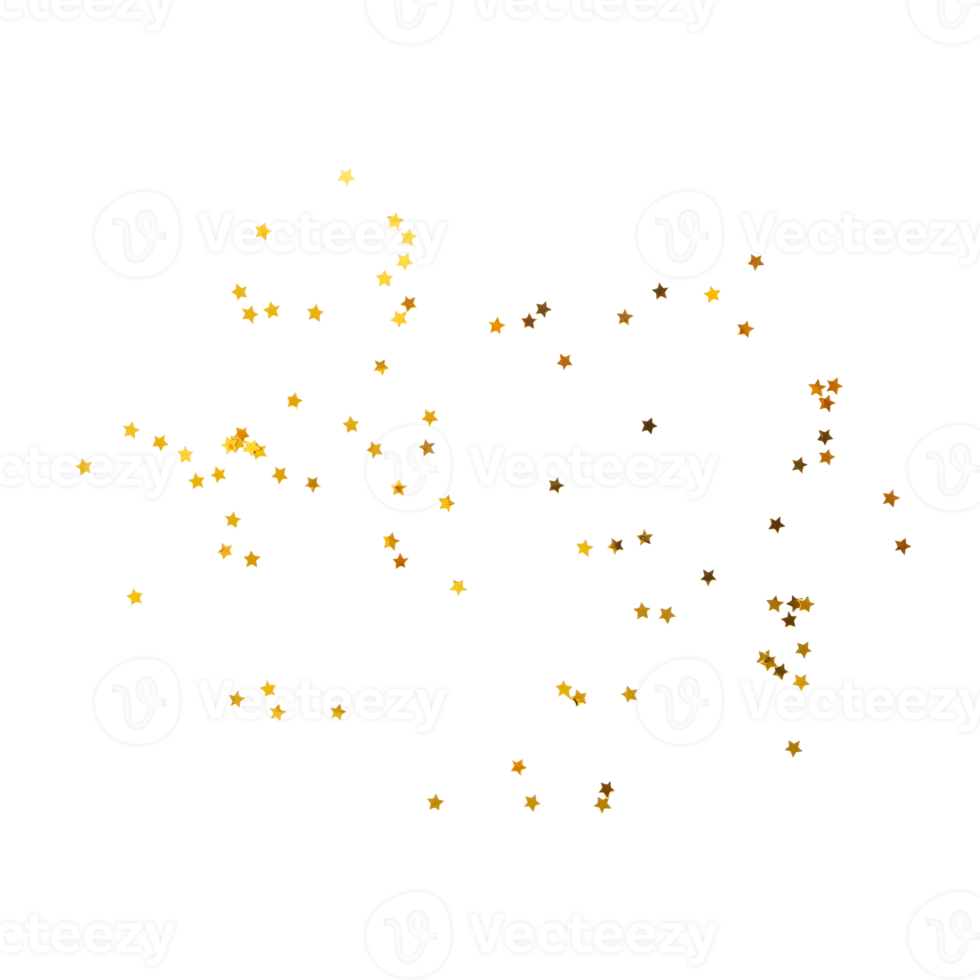 confeti de estrella dorada, recorte de decoración brillante de estrellas doradas, archivo png